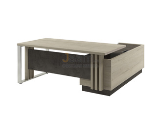 Кабинет руководителя Стол руководителя с опорной тумбой и металлической опорой и блоком розеток левый Z-418